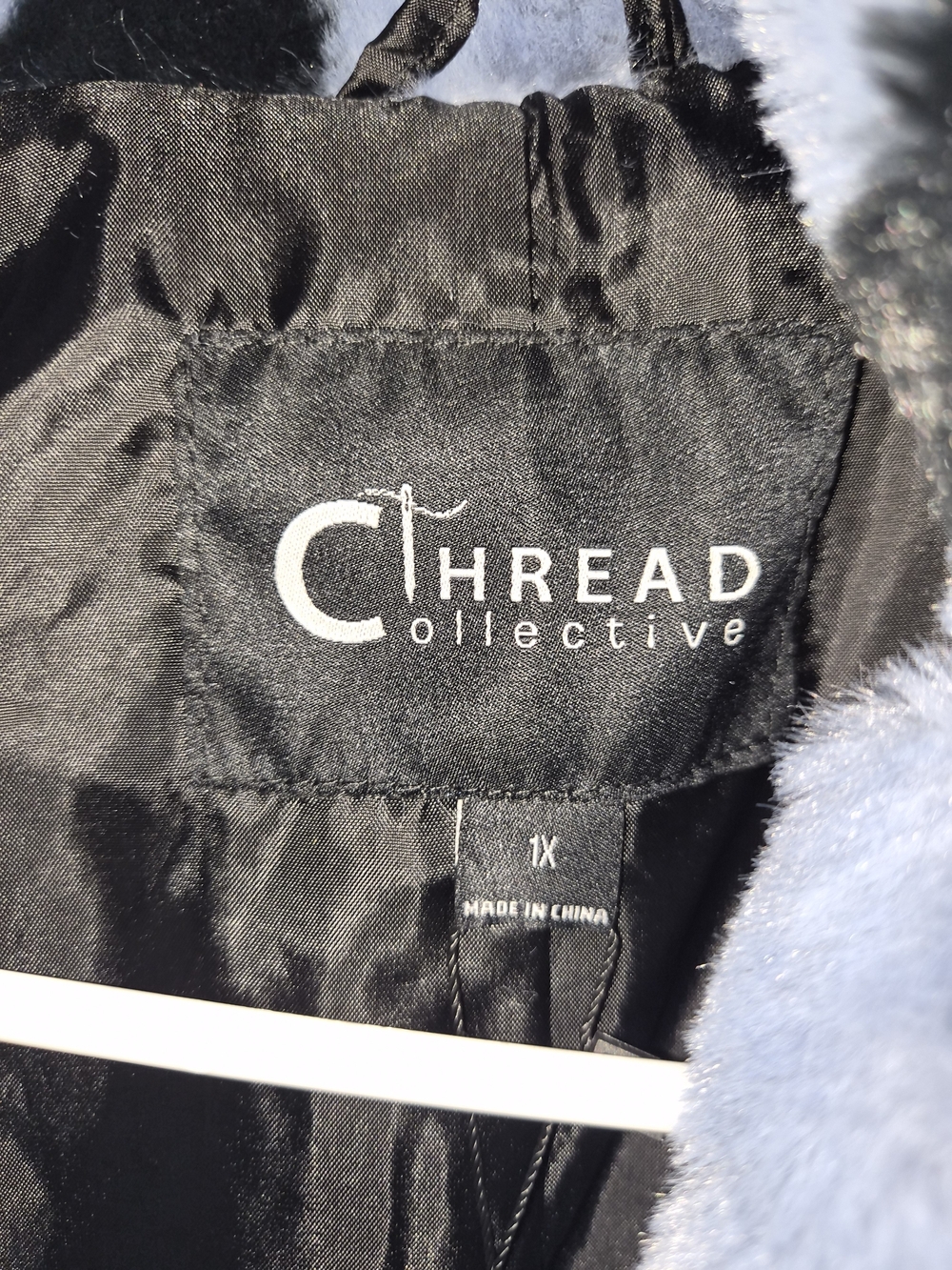 NVLT Light Blue Faux Fur Peacoat with Black Star Print - Picture 7 of 14